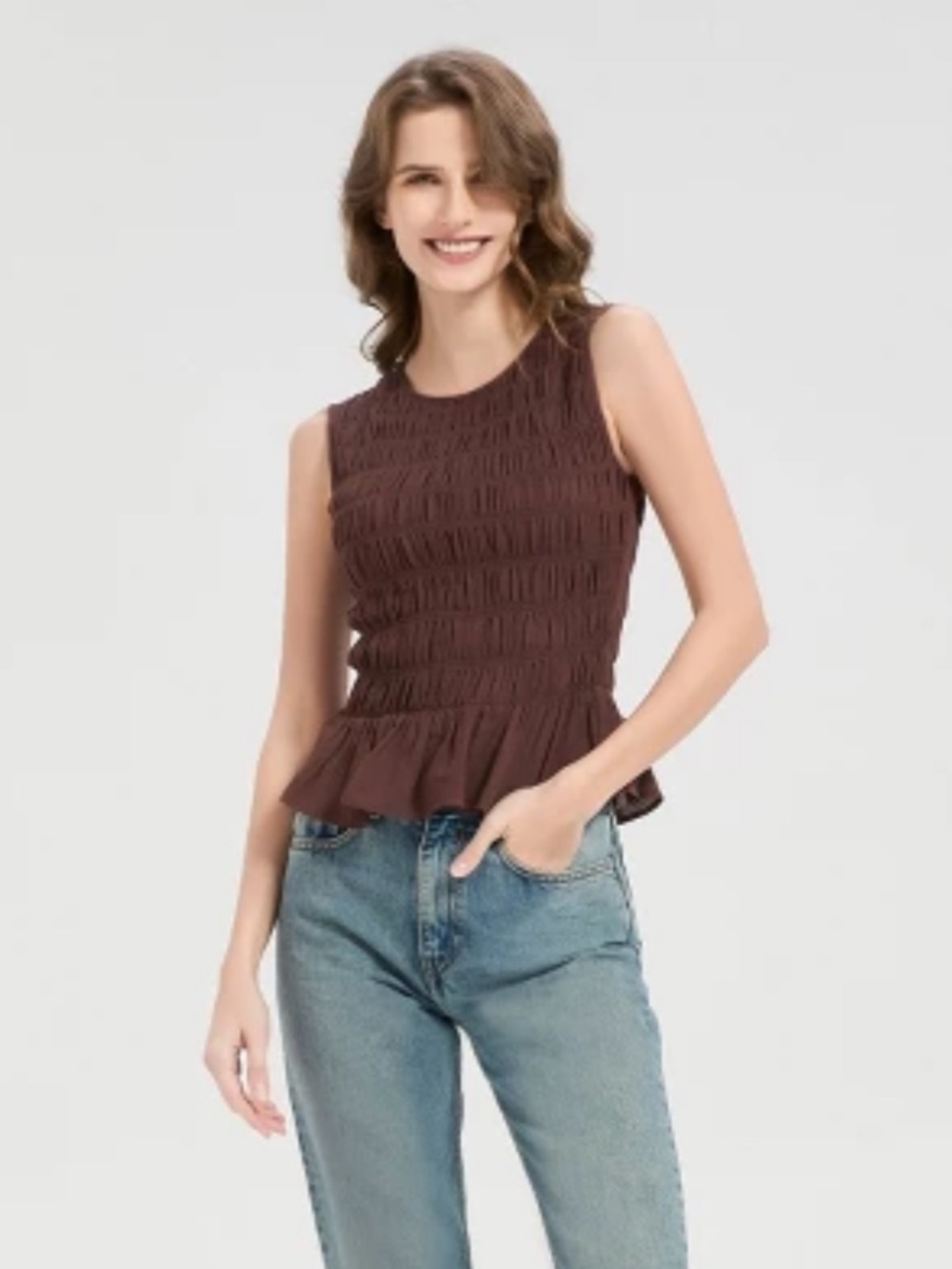 Smocked Blouse - Universal Thread™ Brown S